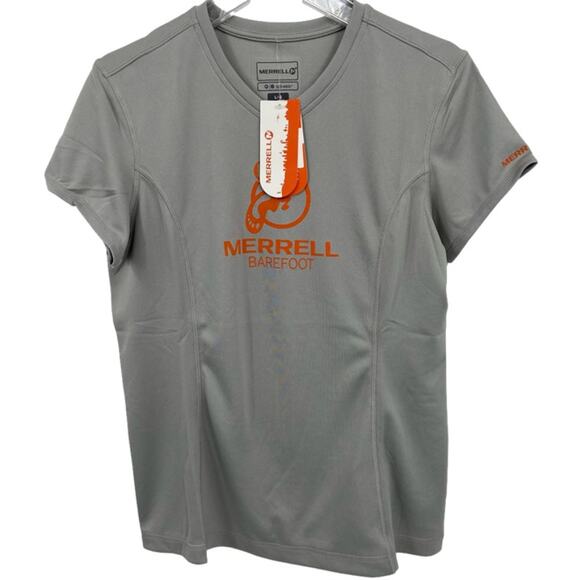 Merrell Barefoot Tech Tee Shirt Size L Gray Opti-Wick Shirt UPF Sun Protection - Picture 1 of 13